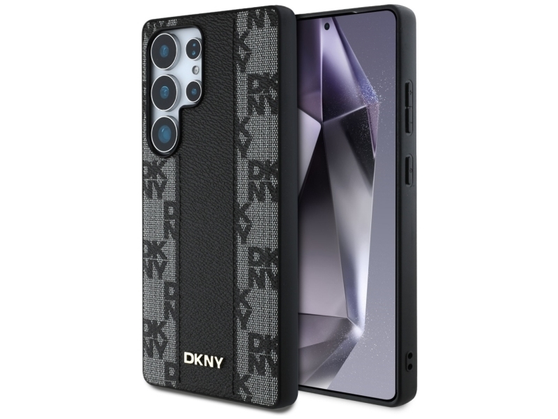Dėklas Dkny Leather Checkered Pattern Magsafe Samsung Galaxy S25 Ultra Juodos Spalvos