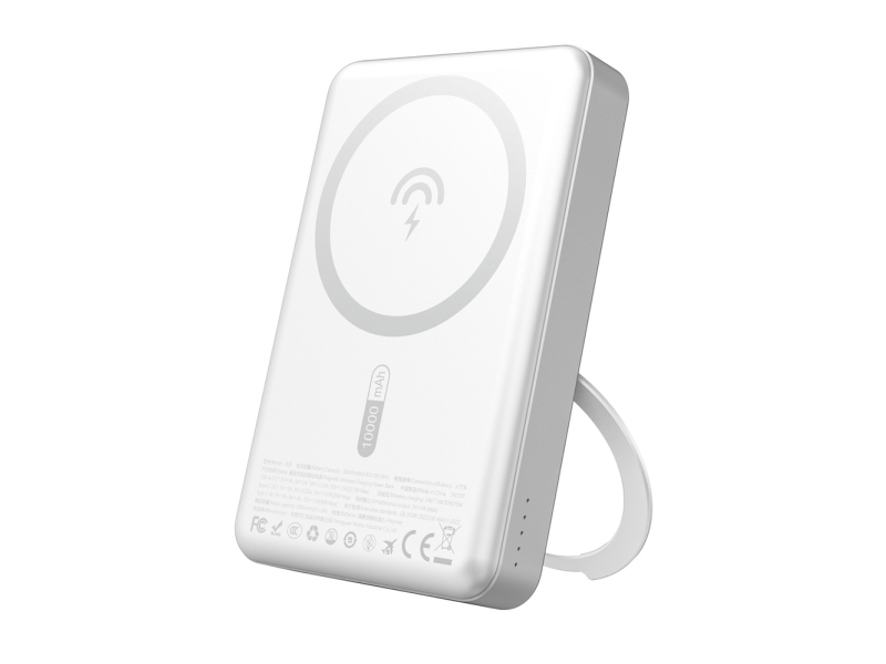 Dudao K28 Powerbank 10000Mah Pd 22,5W Mit Magsafe, Metallgehäuse Und Standring - Silber