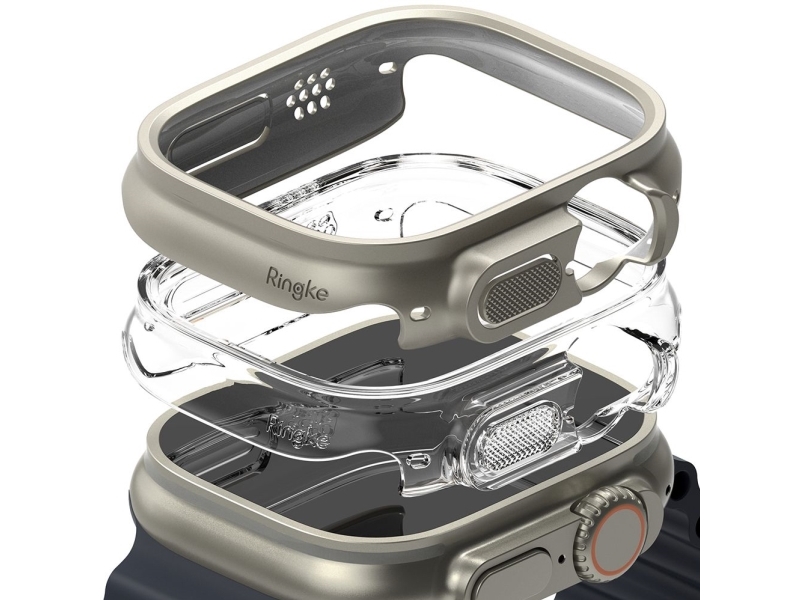 Ringke RINGKE SLIM 2-PACK Apple Watch ULTRA (49 mm) klar & titanium grå