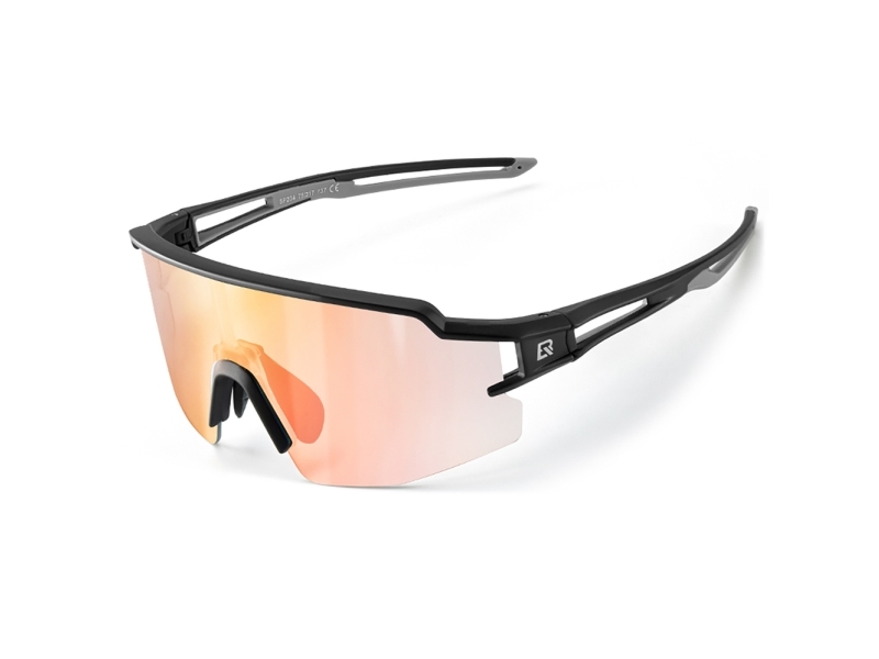 Rockbros Fotokromiske Cykelbriller Med Uv-Beskyttelse Og Korrektionsindsats Orange Linser - Sort
