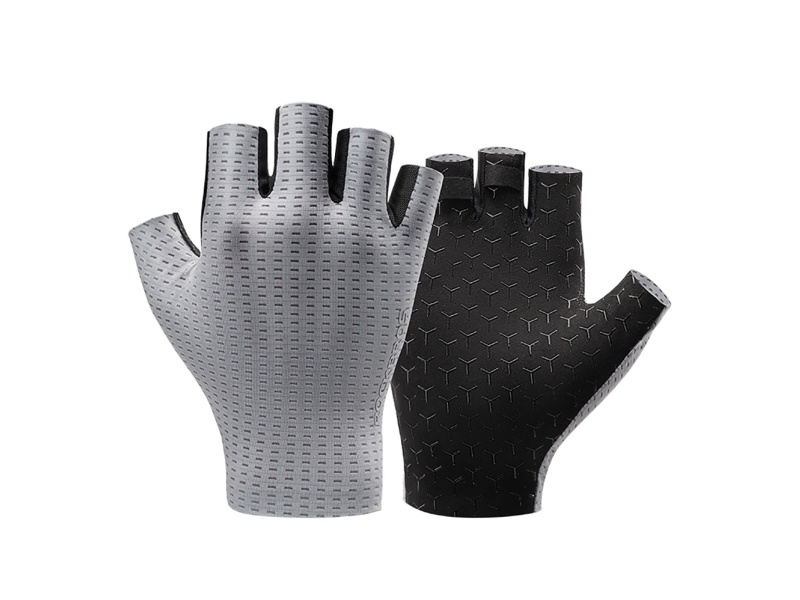 Rockbros Atmungsaktive Kurze Radhandschuhe Mit Kurzem Finger, Größe Xl - Grau