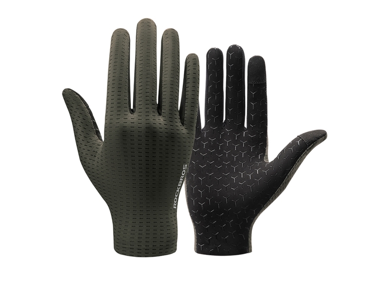 Rockbros Atmungsaktive Radhandschuhe Mit Voller Fingerlänge, Größe Xl - Grün