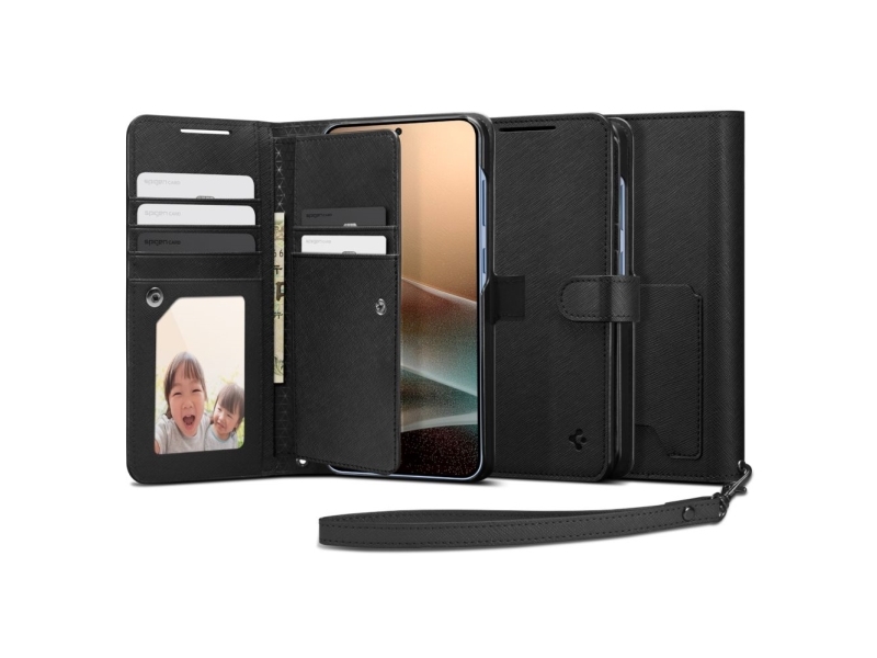 Spigen Wallet S, Geldbörsenhülle, Samsung, Galaxy S25 Plus, 17 Cm (6.7"), Schwarz