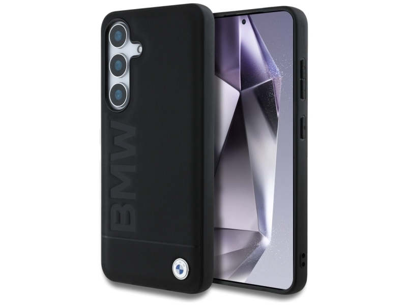 Bmw Læder Cover Med Big Wordmark Til Samsung Galaxy S25 - Sort