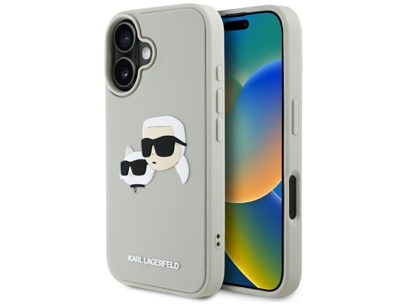 Karl Lagerfeld Hc 3D Gummi Double Heads Case Für Iphone 16 - Beige