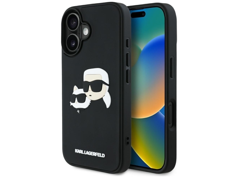 Karl Lagerfeld Hc 3D Gummi-Doppelköpfe Iphone 16 Case - Schwarz