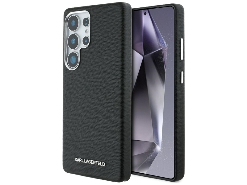 Karl Lagerfeld Saffiano Vollständig Umhüllte, Verlängerte Metall-Logo-Magsafe-Hülle Für Samsung Galaxy S25 Ultra - Schwarz
