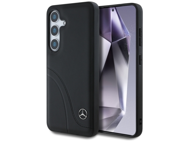 Mercedes Læder Formsyede Syninger Cover Til Samsung Galaxy S25 - Sort