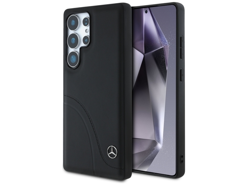 Mercedes Leder-Etui Mit Gebogenen Nähten Für Samsung Galaxy S25 Ultra - Schwarz