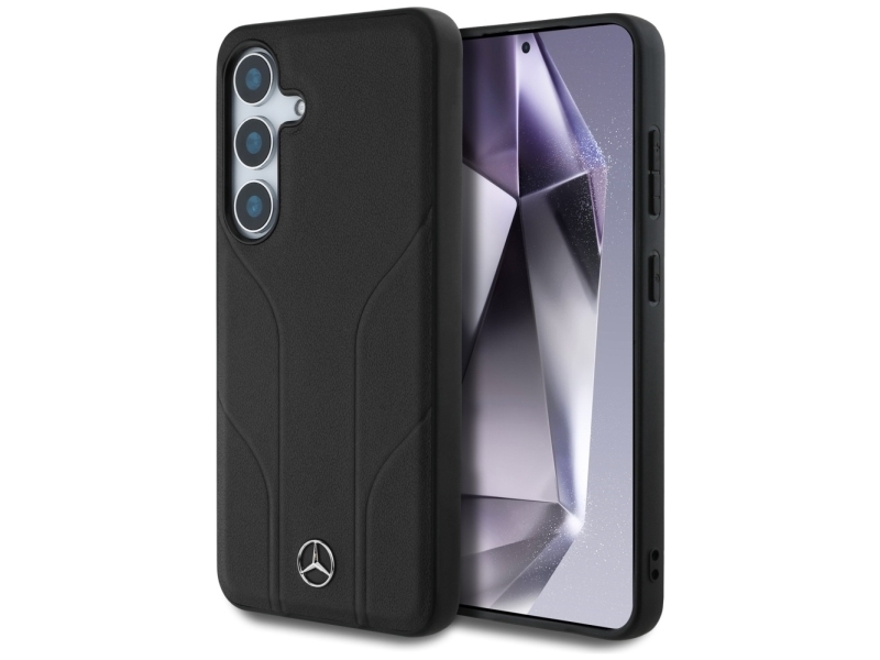 Mercedes Leder-Case Mit Eingeprägten Linien Und Magsafe Für Samsung Galaxy S25 - Schwarz