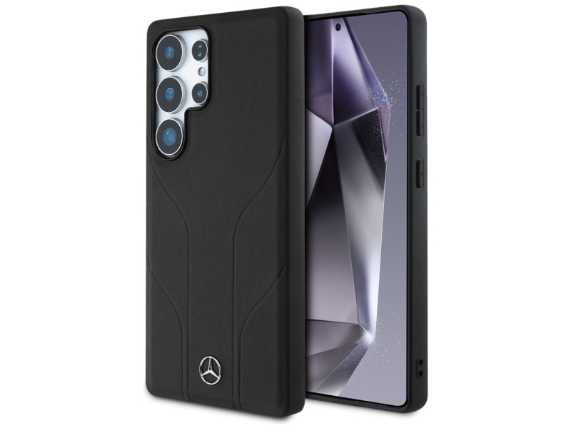 Mercedes Leder Relief-Linien Magsafe Hülle Für Samsung Galaxy S25 Ultra - Schwarz