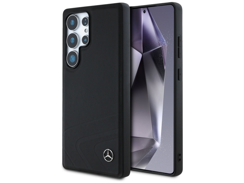Mercedes Leder Horizontale Geprägte Kurven Magsafe Case Für Samsung Galaxy S25 Ultra - Schwarz
