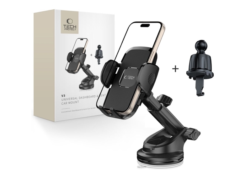 TECH-PROTECT V3 universel dash- og ventilationsholder sort