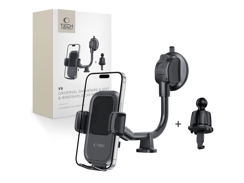 TECH-PROTECT V8 universal lang arms bilholder til dashboard & forrude sort