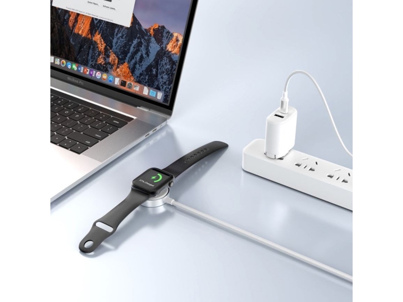 TECH-PROTECT MC02 ultraboost magnetisk opladerkabel 100 cm til Apple Watch, hvid