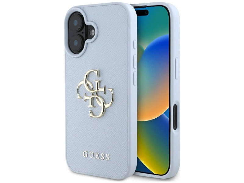 Guess Kortholder-Cover Med Stort 4G-Logo Og Klassisk Logo Til Iphone 16 - Blå