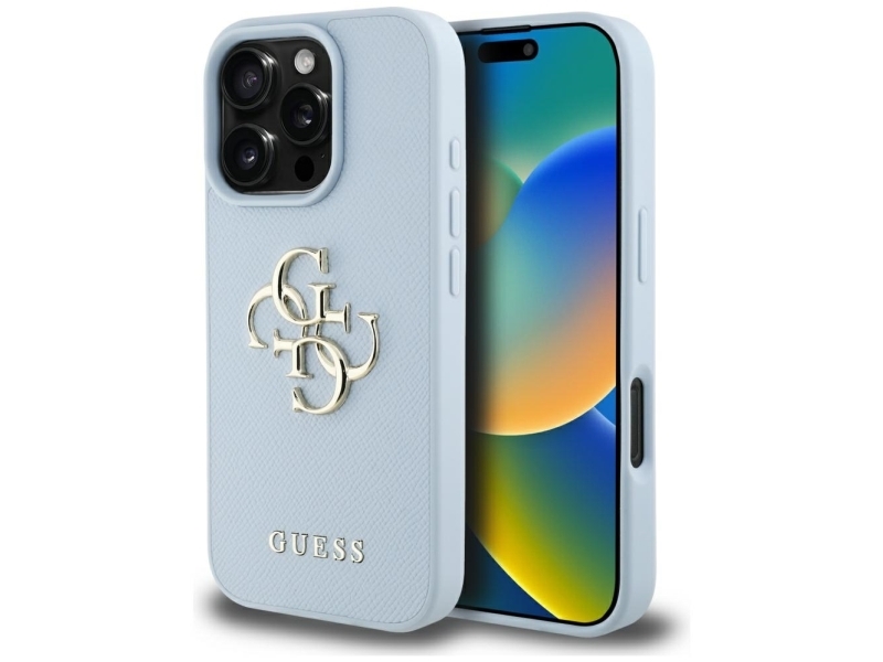 Guess Geprägtes Big-4G-Logo Kleines Klassisches Logo Case Für Iphone 16 Pro - Blau