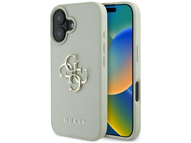 Guess Grained Big 4G Logo Small Classic Logo Case Für Iphone 16 - Grün