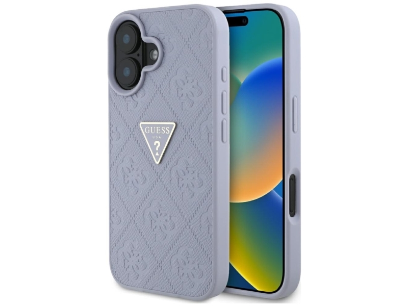 Guess Hot Stamp 4G Muster Dreieck Metall-Logo Case Für Iphone 16 - Lila