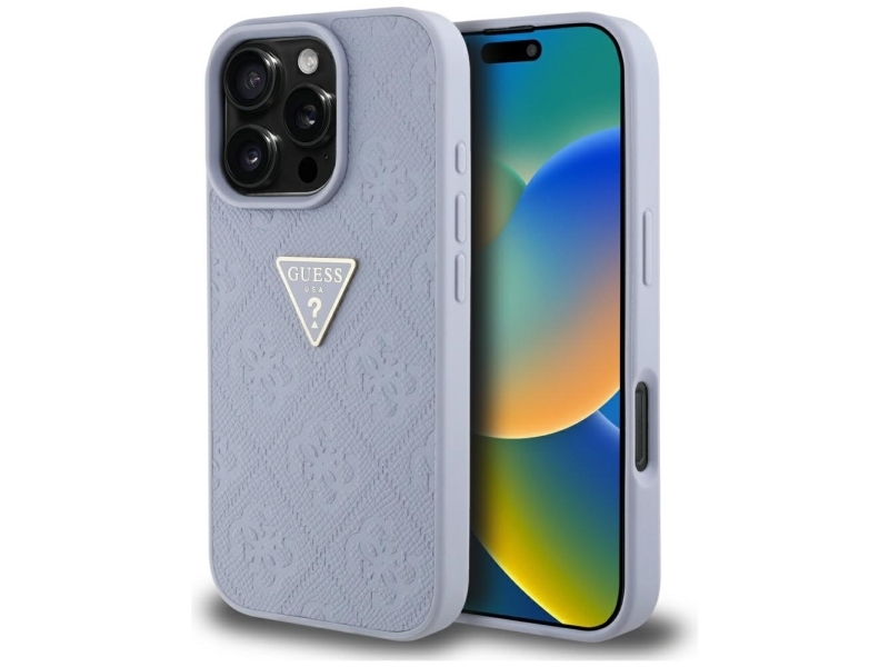 Guess Hot Stamp 4G Trekantet Metallogo-Cover Til Iphone 16 Pro Max - Lilla