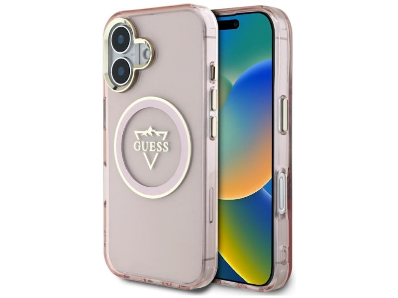 Guess Iml Metal Mountain Logo Magsafe Case Für Iphone 16 - Pink