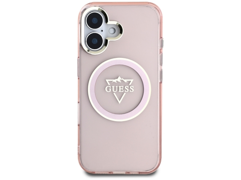 Guess Iml Metal Mountain Logo Magsafe Cover Til Iphone 16 - Pink