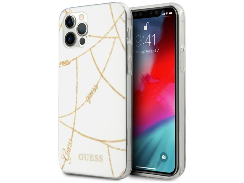 Guess Gold Chain Collection Cover Til Iphone 12 Pro Max 6,7" - Hvid