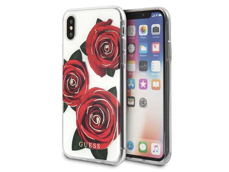 Guess Flower Desire Red Rose Iphone X Case - Transparent