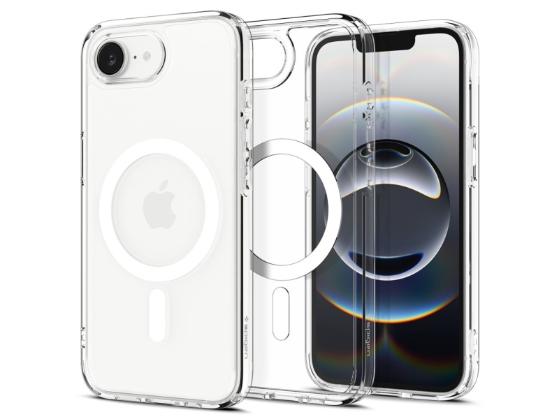 Spigen Ultra Hybrid (Magfit), Cover, Apple, Iphone 16E, 15,5 Cm (6.1"), Transparent, Hvid