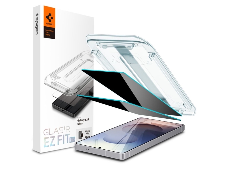 Spigen Glas.Tr Ez Fit Hd Privacy, Samsung, Galaxy S25 Ultra (2025), Staubabweisend, Kratzfest, Schwarz, 2 Stück