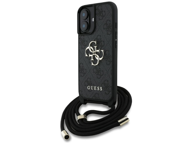 Guess 4G Big Logo Cord Stap Crossbody Case Für Iphone 16 Plus - Schwarz