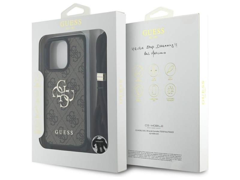 Guess 4G Big Logo Cord Stap Crossbody-Etui Til Iphone 16 Pro Max - Brun