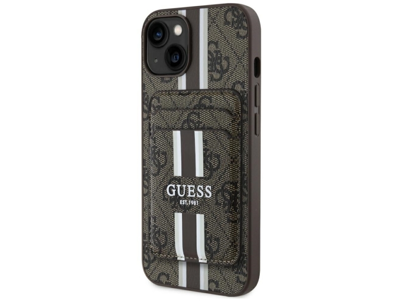 Guess 4G Stripes-Cover Med Magsafe-Pung Til Iphone 15 - Brun