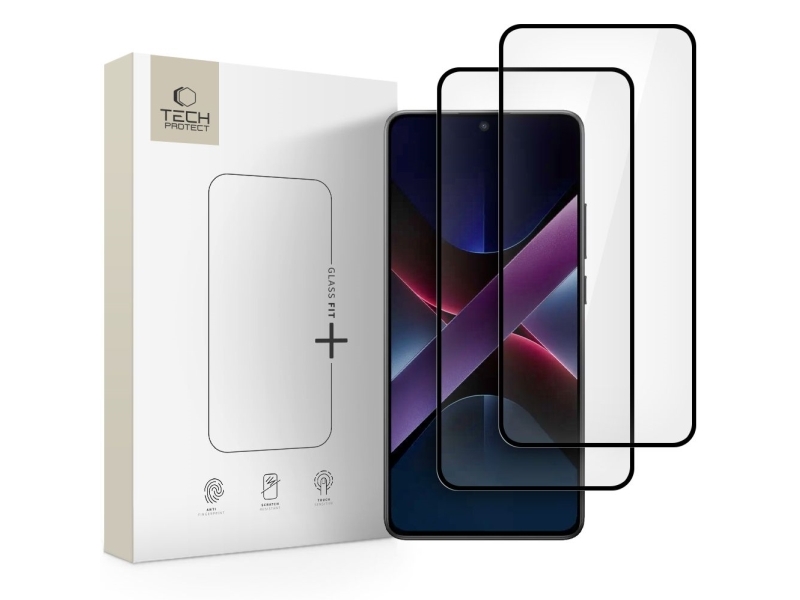 Spigen härdat glas TECH-PROTECT GLASS FIT+ 2-pack till XIAOMI POCO X7 PRO 5G (svart) | Tele & GPS - Mobil tillbehör - Skärmskydd | GameStuff