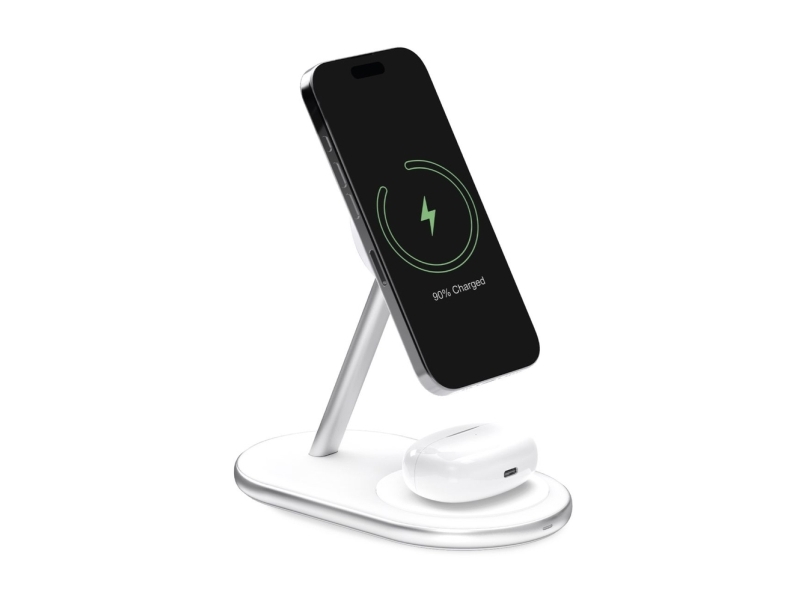 2In1 Puro Mag Station Wireless-Ladestation Für Handy Und Kopfhörer - Weiß