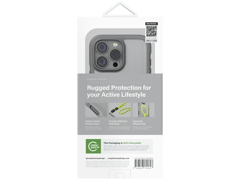 Uniq Combat Active Magclick Oplader-Cover Til Iphone 16 Pro - Grå