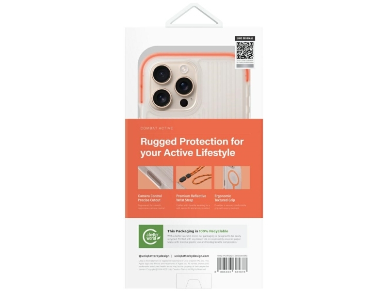 Uniq Combat Active Magclick Oplader-Cover Til Iphone 16 Pro Max - Orange