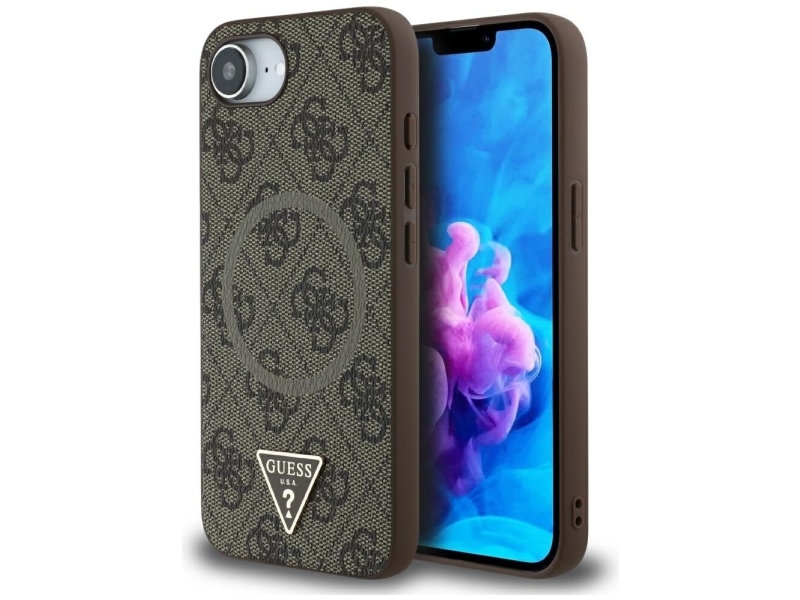 Guess 4G Ring Triangle Logo Magsafe Case Für Iphone 16E - Braun