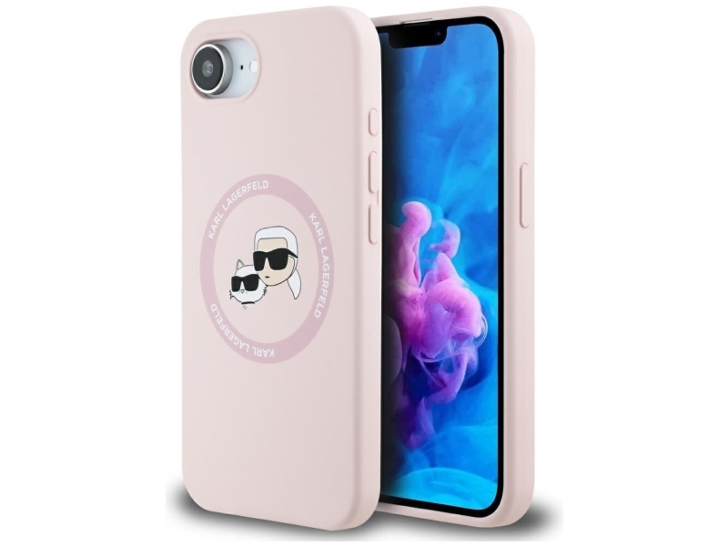 Karl Lagerfeld Silikon Karl&Choupette Heads Magsafe Case Für Iphone 16E - Pink