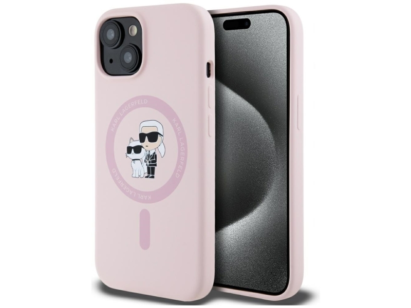 Karl Lagerfeld Silikon Karl&Choupette Magsafe Hülle Für Iphone 15 Plus - Pink