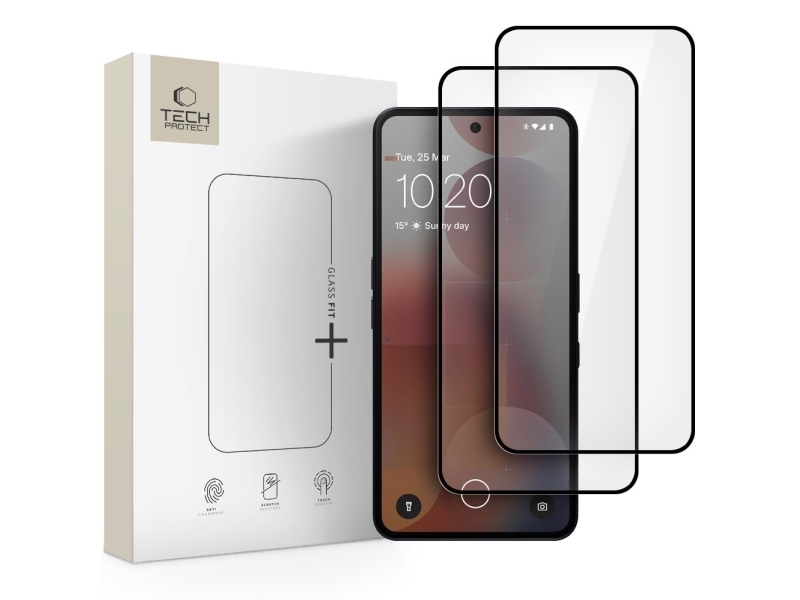 Spigen Gehärtetes Glas Tech-Protect Glass Fit+ 2Er-Pack Für Nothing Phone 3A / 3A Pro Black