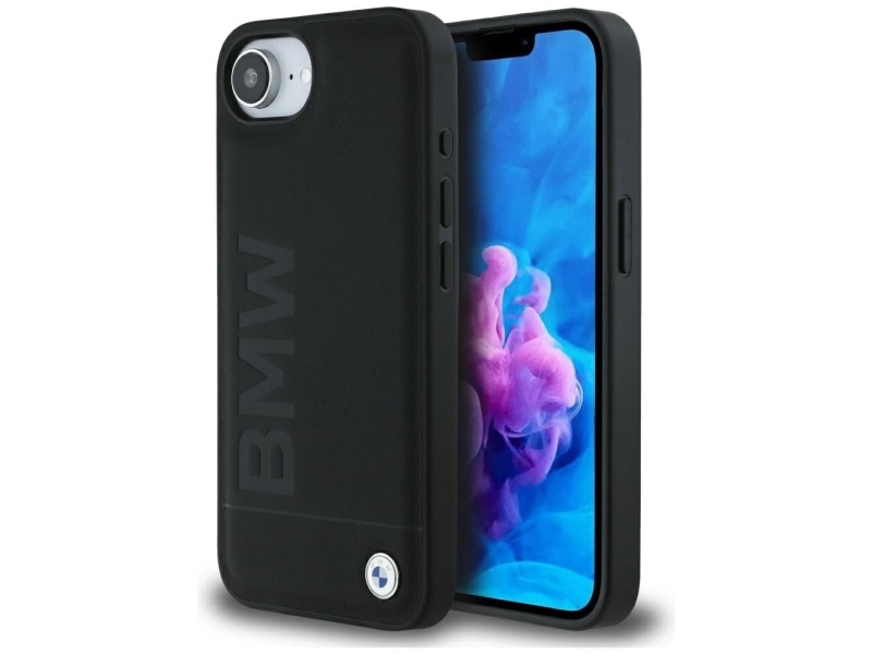 Bmw Leder Hot-Stamp Case Für Iphone 16E – Schwarz