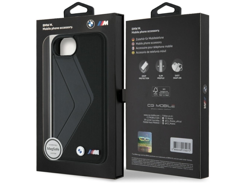Bmw Oversize Stribe Magsafe-Cover Til Iphone 16E - Sort