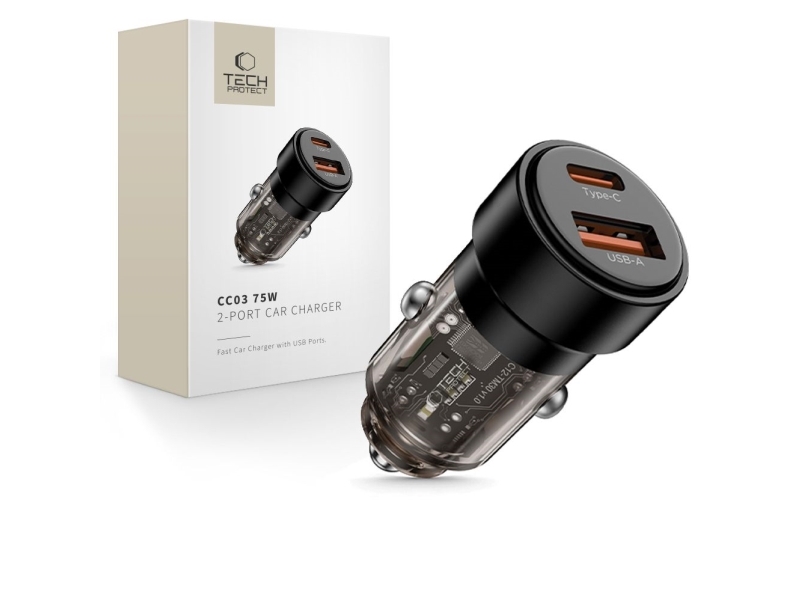 Tech-Protect Tech-Protect Cc03 2-Port Biloplader Car Charger Pd75w Black