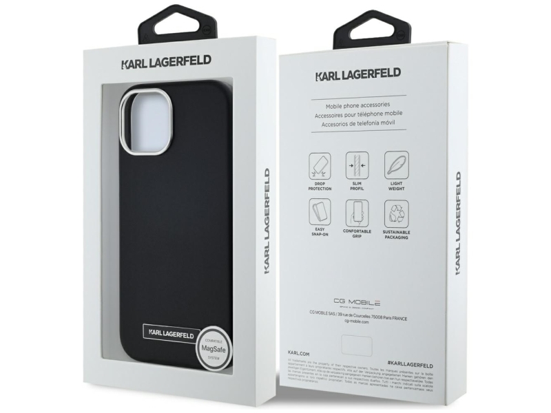 Karl Lagerfeld Fw Metal Plate Magsafe Iphone 15-Cover - Sort