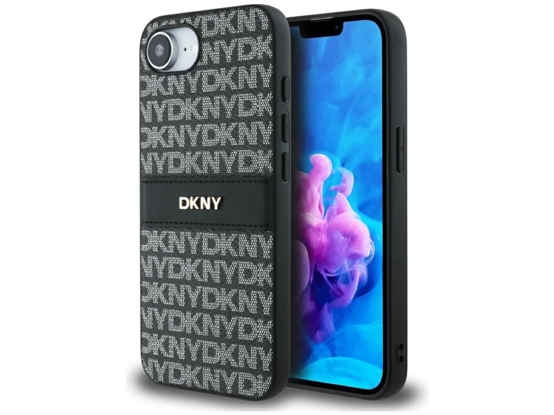 Dkny Hülle Repeat Texture Pattern Mit Tonal Stripe Für Iphone 16E Schwarz