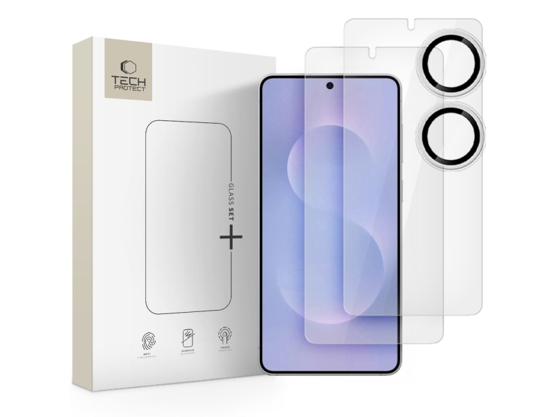 Gehärtetes Glas Tech-Protect Glass Set+ 3Er-Set Für Samsung Galaxy S25 Edge - Transparent