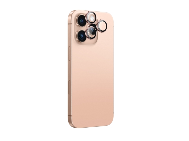 Amazingthing Ar Aluminium 3 Linsen Gehärtetes Glas Mit Kamera Objektiv Rahmen Für Iphone 16 Pro / 16 Pro Max - Rose Gold