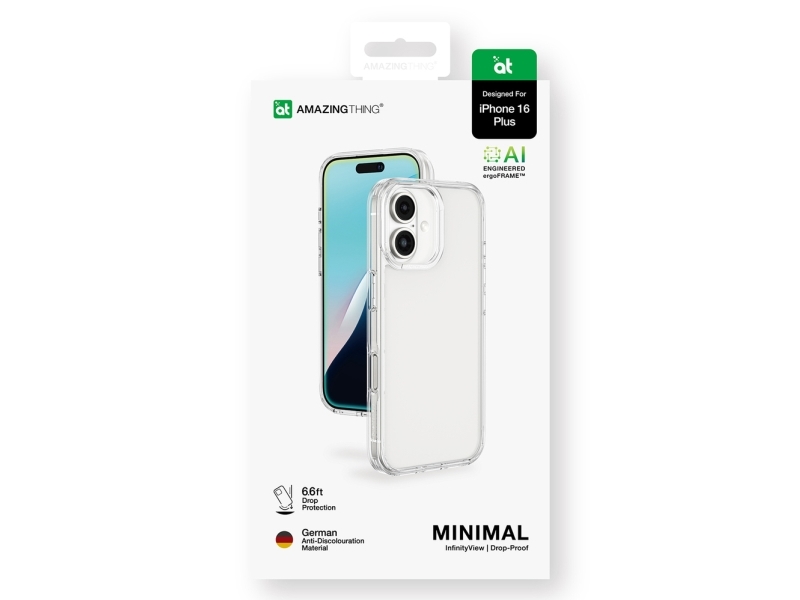 Amazingthing Minimal-Cover Til Iphone 16 Plus - Silikone Gennemsigtig