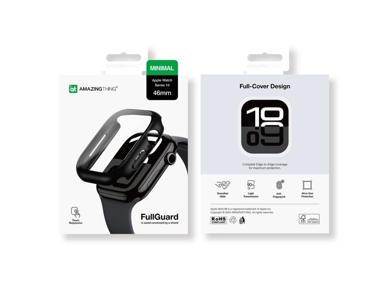 Amazingthing Etui I Hærdet Glas Amazingthing Radix Glass Til Apple Watch 46Mm – Sort